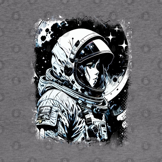 Woman Astronaut in space Abstract Science fiction illustration by Naumovski